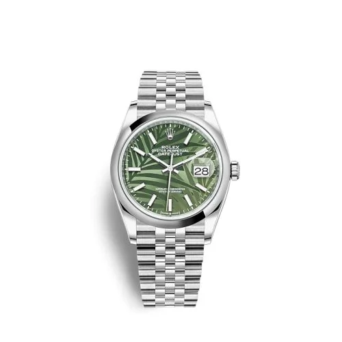 Rolex - 126200-0019 Datejust 36 Stainless Steel / Domed / Green Palm / Jubilee