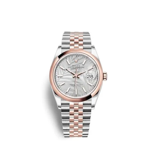 Rolex - 126201-0031 Datejust 36 Stainless Steel / Everose / Domed / Silver Palm / Jubilee