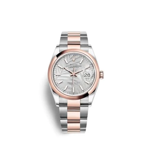 Rolex - 126201-0032 Datejust 36 Stainless Steel / Everose / Domed / Silver Palm / Oyster