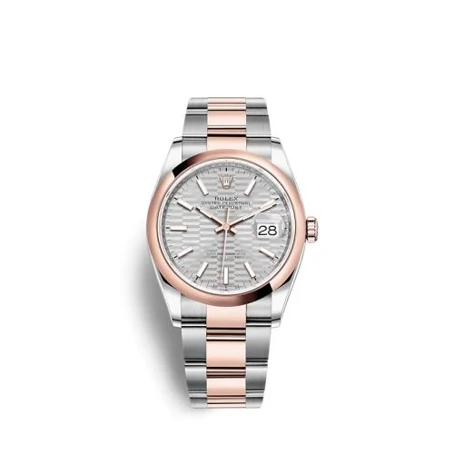 Rolex - 126201-0034 Datejust 36 Stainless Steel / Everose / Domed / Silver - Fluted / Oyster