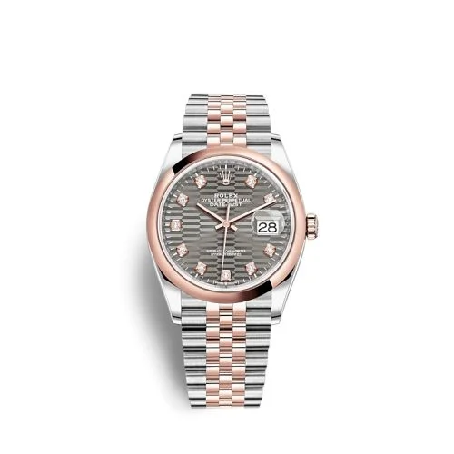 Rolex - 126201-0041 Datejust 36 Stainless Steel / Everose / Domed / Slate - Fluted - Diamond / Jubilee