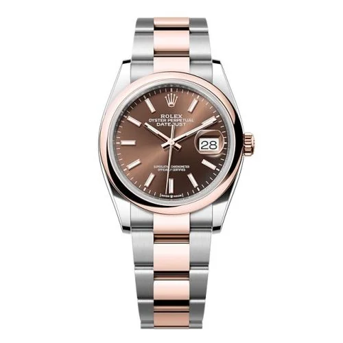 Rolex - 126201-0044 Datejust 36 Stainless Steel - Everose - Domed / Chocolate / Oyster