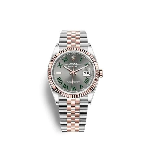 Rolex - 126231-0029 Datejust 36 Stainless Steel / Everose / Fluted / Slate - Roman / Jubilee