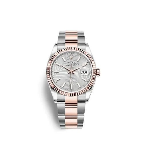 Rolex - 126231-0032 Datejust 36 Stainless Steel / Everose / Fluted / Silver - Palm / Oyster