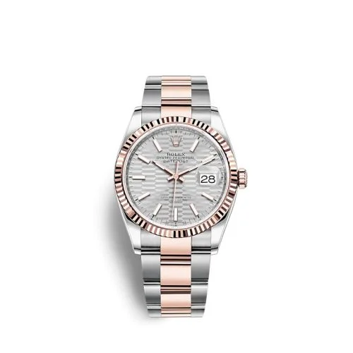 Rolex - 126231-0034 Datejust 36 Stainless Steel / Everose / Fluted / Silver - Fluted / Oyster