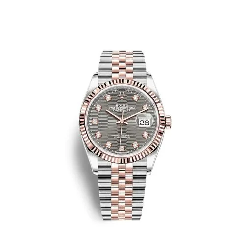 Rolex - 126231-0041 Datejust 36 Stainless Steel / Everose / Fluted / Slate - Fluted - Diamond / Jubilee
