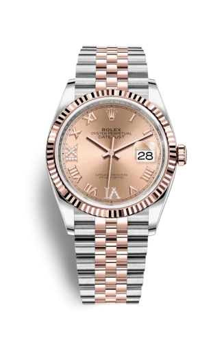 Rolex - 126231-0016 Datejust 36 Stainless Steel / Everose / Fluted / White Roman / Oyster