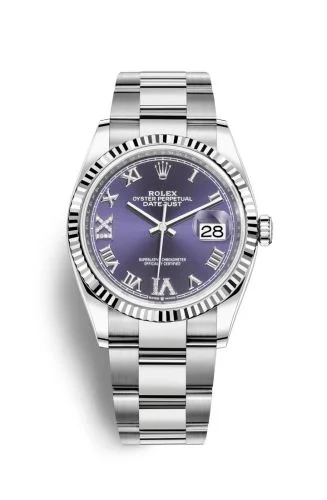 Rolex - 126234-0022 Datejust 36 Stainless Steel / Fluted / Aubergine Roman-Diamonds / Oyster