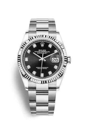 Rolex - 126234-0028 Datejust 36 Stainless Steel / Fluted / Black-Diamond / Oyster