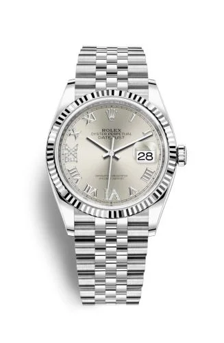Rolex - 126234-0029 Datejust 36 Stainless Steel / Fluted / Silver Roman-Diamonds / Jubilee