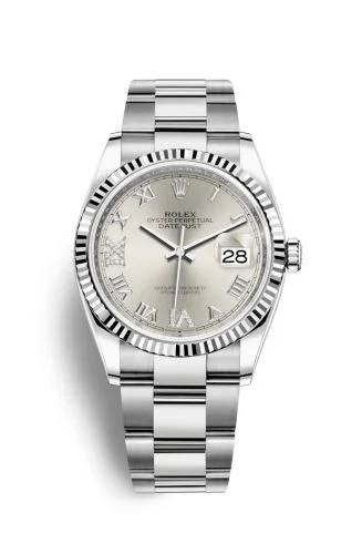 Rolex - 126234-0030 Datejust 36 Stainless Steel / Fluted / Silver Roman-Diamonds / Oyster