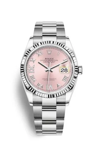 Rolex - 126234-0032 Datejust 36 Stainless Steel / Fluted / Pink Roman-Diamonds / Oyster