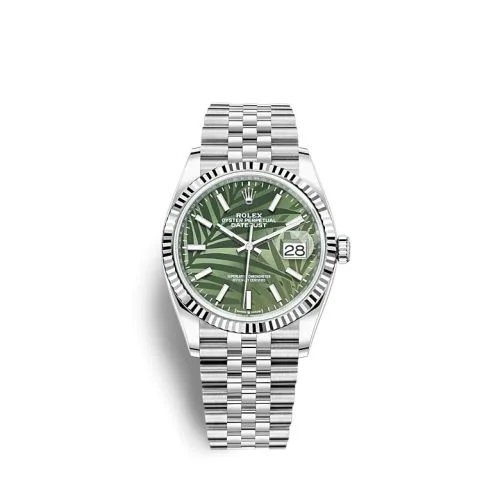 Rolex - 126234-0047 Datejust 36 Stainless Steel / Fluted / Green - Palm / Jubilee