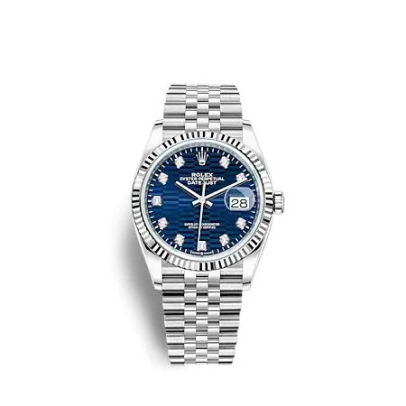 Rolex - 126234-0057 Datejust 36 Stainless Steel - Fluted / Blue - Fluted - Diamond / Jubilee