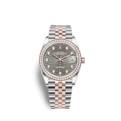 Rolex - 126281RBR-0029 Datejust 36 Stainless Steel / Everose / Diamond / Slate - Fluted - Diamond / Jubilee