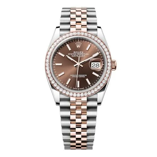 Rolex - 126281RBR-0031 Datejust 36 Stainless Steel - Everose -  Diamond / Chocolate / Jubilee