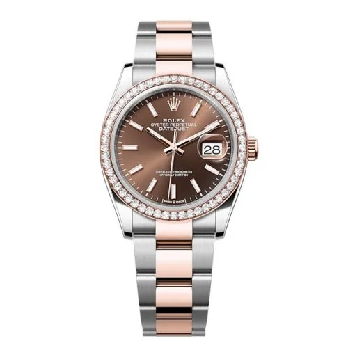 Rolex - 126281RBR-0032 Datejust 36 Stainless Steel - Everose -  Diamond / Chocolate / Oyster