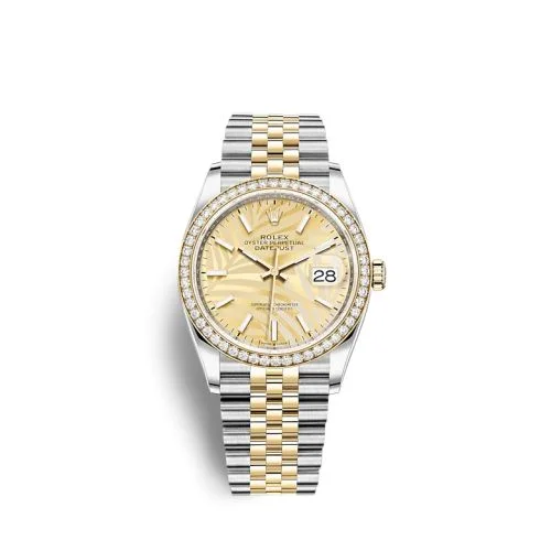 Rolex - 126283RBR-0023 Datejust 36 Stainless Steel / Yellow Gold / Diamond / Champagne - Palm / Jubilee