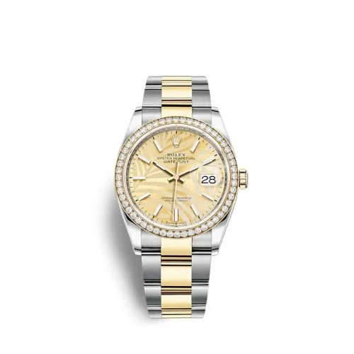 Rolex - 126283RBR-0024 Datejust 36 Stainless Steel / Yellow Gold / Diamond / Champagne - Palm / Oyster