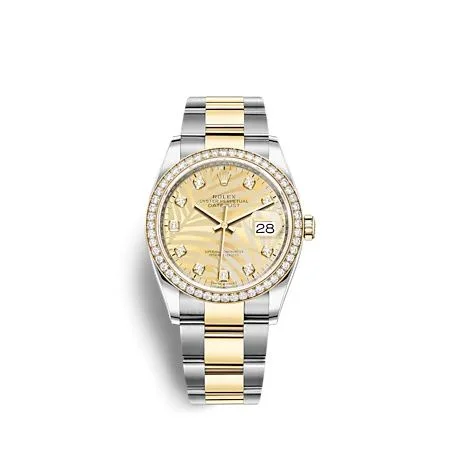 Rolex - 126283RBR-0030 Datejust 36 Stainless Steel  - Yellow Gold - Diamond / Champagne - Palm - Diamond / Oyster
