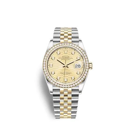 Rolex - 126283RBR-0031 Datejust 36 Stainless Steel  - Yellow Gold - Diamond / Champagne - Fluted - Diamond / Jubilee