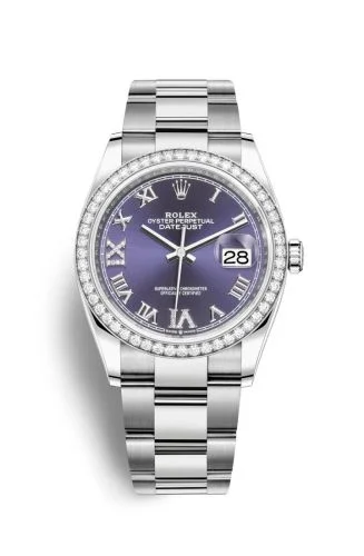 Rolex - 126284RBR-0014 Datejust 36 Stainless Steel / Diamond / Aubergine Roman-Diamonds / Oyster