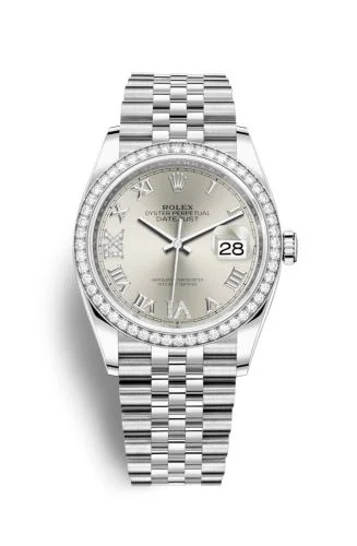 Rolex - 126284RBR-0021 Datejust 36 Stainless Steel / Diamond / Silver Roman-Diamonds / Jubilee