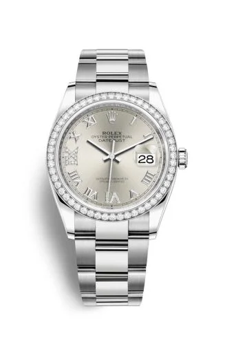 Rolex - 126284RBR-0022 Datejust 36 Stainless Steel / Diamond / Silver Roman-Diamonds / Oyster