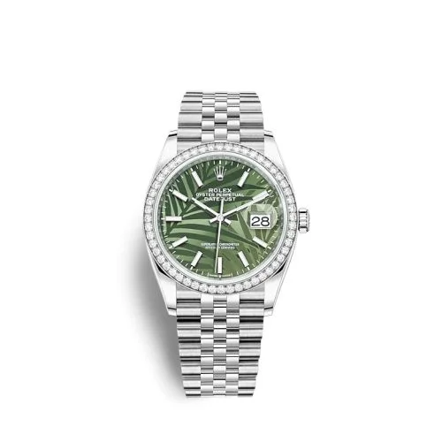 Rolex - 126284RBR-0039 Datejust 36 Stainless Steel / Diamond / Green - Palm / Jubilee