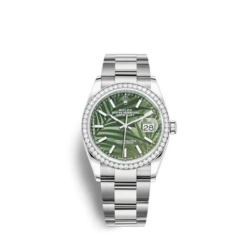Rolex - 126284RBR-0040 Datejust 36 Stainless Steel / Diamond / Green - Palm / Oyster