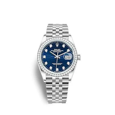 Rolex - 126284RBR-0049 Datejust 36 Stainless Steel - Diamond / Blue - Fluted - Diamond / Jubilee
