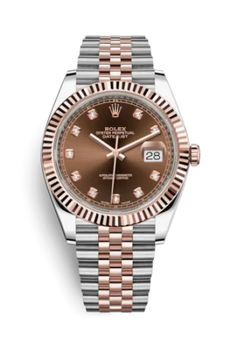Rolex - 126331-0003 Datejust 41 Rolesor Everose Fluted / Oyster / Chocolate - Diamond