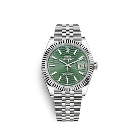 Rolex - 126334-0030 Datejust 41 Stainless Steel - Fluted / Green - Fluted / Jubilee