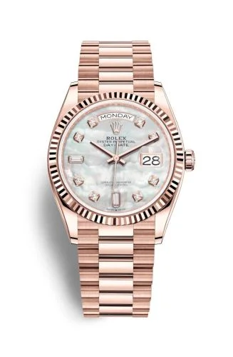Rolex - 128235-0029 Day-Date 36 Everose Gold / Fluted / MOP-Diamond / President