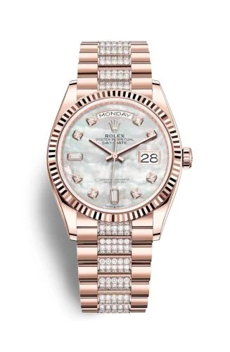 Rolex - 128235-0032 Day-Date 36 Everose Gold / Fluted / MOP-Diamond / President-Diamond