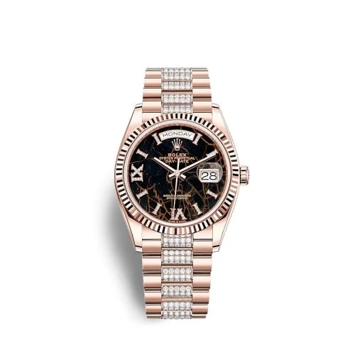 Rolex - 128235-0042 Day-Date 36 Everose Gold / Fluted / Eisenkiesel / President-Diamond