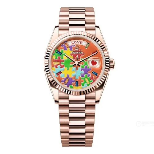 Rolex - 128235-0063 Day-Date 36 Everose Gold - Fluted / Emoji Puzzle