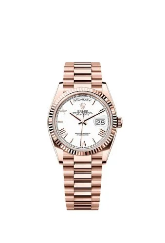 Rolex - 128235-0070 Day-Date 36 Everose Gold / Fluted / White - Roman / President