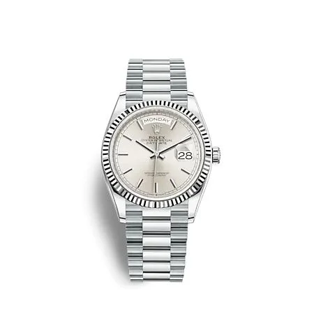 Rolex - 128236-0001 Day-Date 36 Platinum - Fluted / Silver / President