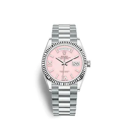 Rolex - 128236-0006 Day-Date 36 Platinum - Fluted / Pink Opal / President