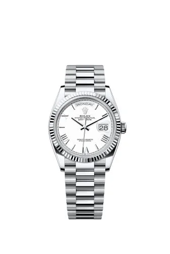 Rolex - 128236-0017 Day-Date 36 Platinum - Fluted / White - Roman / President