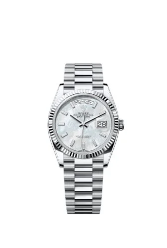 Rolex - 128236-0021 Day-Date 36 Platinum - Fluted / MOP - Baguette / President