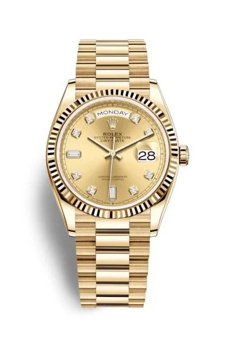 Rolex - 128238-0008 Day-Date 36 Yellow Gold / Fluted / Champagne - Diamond / President