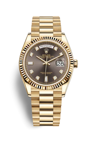 Rolex - 128238-0022 Day-Date 36 Yellow Gold / Fluted / Dark Grey-Diamond / President