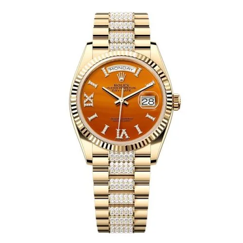 Rolex - 128238-0089 Day-Date 36 Yellow Gold - Fluted / Carnelian / President - Diamond