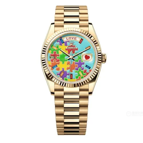 Rolex - 128238-0106 Day-Date 36 Yellow Gold - Fluted / Emoji Puzzle