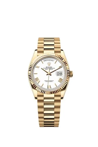 Rolex - 128238-0113 Day-Date 36 Yellow Gold - Fluted / White - Roman / President