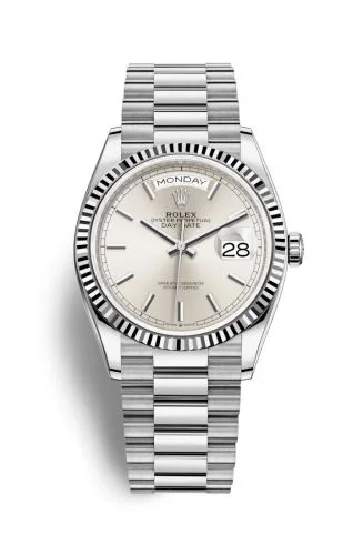 Rolex - 128239-0005 Day-Date 36 White Gold / Fluted / Silver / President