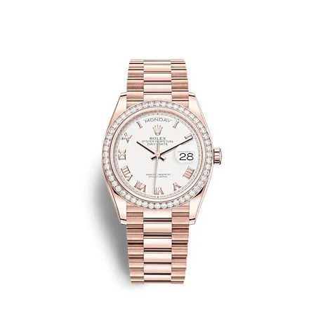 Rolex - 128345RBR-0054 Day-Date 36 Everose Gold / Diamond / White - Roman / President