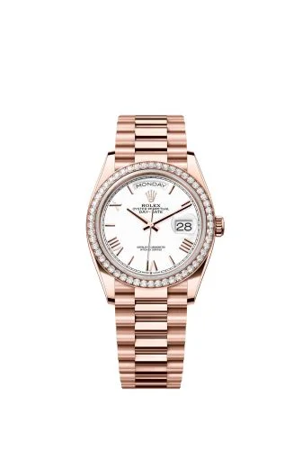 Rolex - 128345RBR-0070 Day-Date 36 Everose Gold / Diamond / White - Roman / President